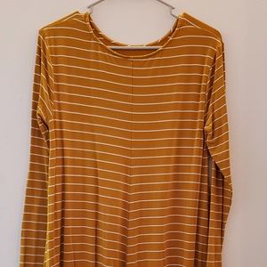 Yellow striped dress.